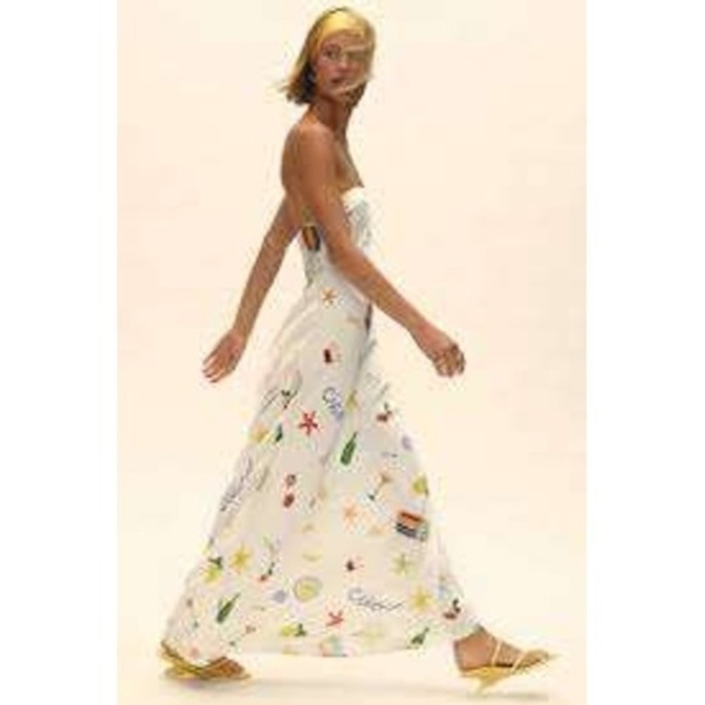 For Love & Lemons Ciao Strapless Maxi Dress Women XL Ivory Multi